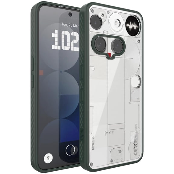 TUDIA Lucion for Clear Case for Nothing Phone 3 2025, Shockproof Slim Transparent Phone Case with TPU Bumper, Pine Green