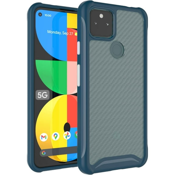 TUDIA Lucion Google Pixel 5a Case 5G TPU Carbon Hybrid Bumper Case - Blue