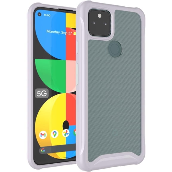 TUDIA Lucion Google Pixel 5a Case, TPU Carbon Hybrid Bumper – Light Purple