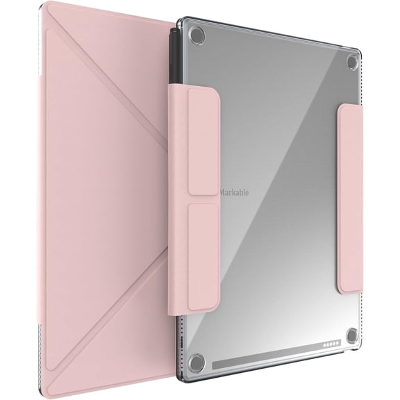 TUDIA M-FLIP Clear Magnetic Case for Remarkable Paper Pro 11.8", Slim, Pink