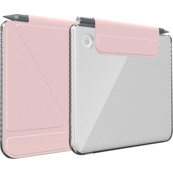 TUDIA M-FLIP Magnetic Case for Kobo Libra Colour, Clear Slim Cover, Pink