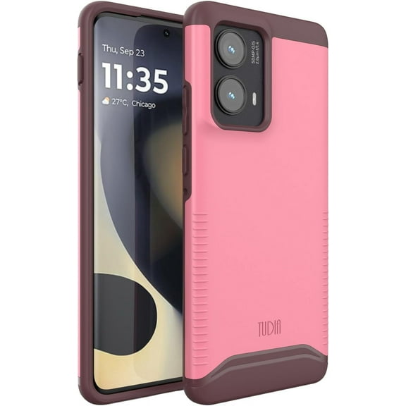 TUDIA Merge Motorola Edge 2024 Case Heavy Duty Tough Dual Layer Slim - Smokey Pink