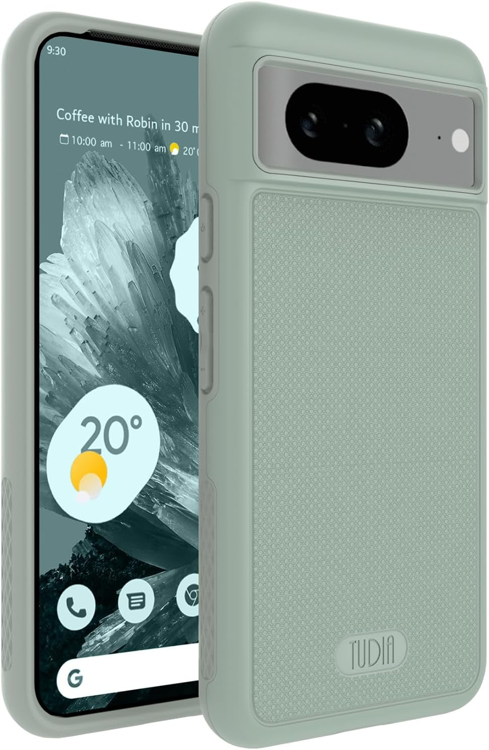 TUDIA MergeGrip Google Pixel 8 Case Droptested Dual Layer Tough Heavy Duty - Green Lily