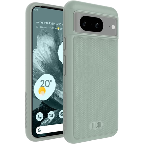 TUDIA MergeGrip Google Pixel 8 Case Droptested Dual Layer Tough Heavy Duty - Green Lily