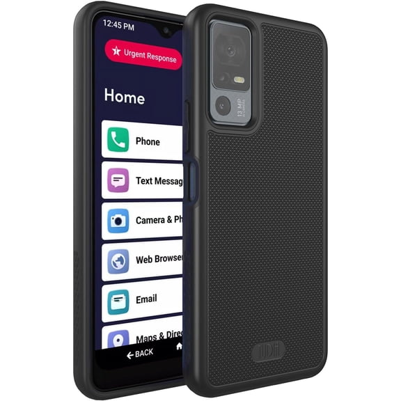 TUDIA MergeGrip for Jitterbug Smart 4 Case T608G, [Military Grade Drop Tested] Shockproof Protection Slim Rugged Dual Layer Heavy Duty Phone Cases Senior - Matte Black