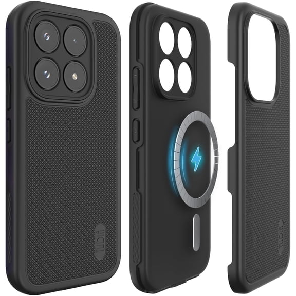 TUDIA MergeGrip Magnetic Case for Xiaomi 17 5G (2026) – Dual Layer Drop Protection, Shockproof Rugged Slim Cover, Non-Slip Grip, Wireless Charging Compatible – Black