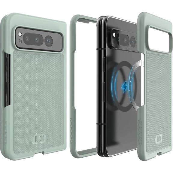 TUDIA MergeGrip V2 Google Pixel Fold Case 2023 Magsafe Compatible - Green Lily