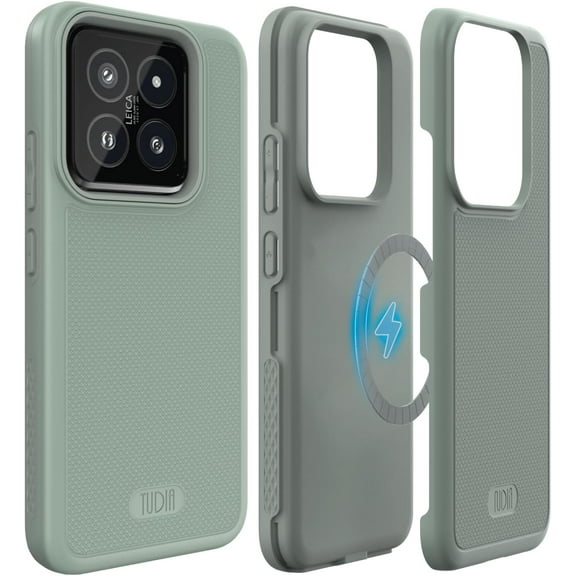 TUDIA MergeGrip Xiaomi 14 5G Case 2024 Magsafe Compatible Phone Case - Green Lily