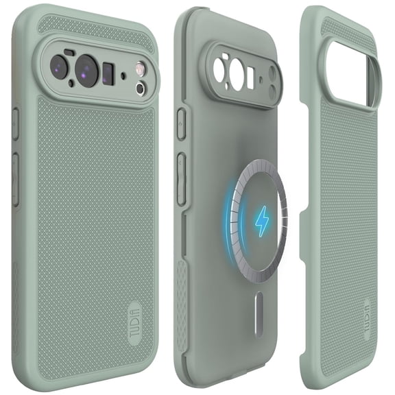 TUDIA MergeGrip Case for Google Pixel 10 Pro XL (2025), MagSafe & Pixelsnap Compatible Shockproof Dual Layer Phone Case, Green Lily