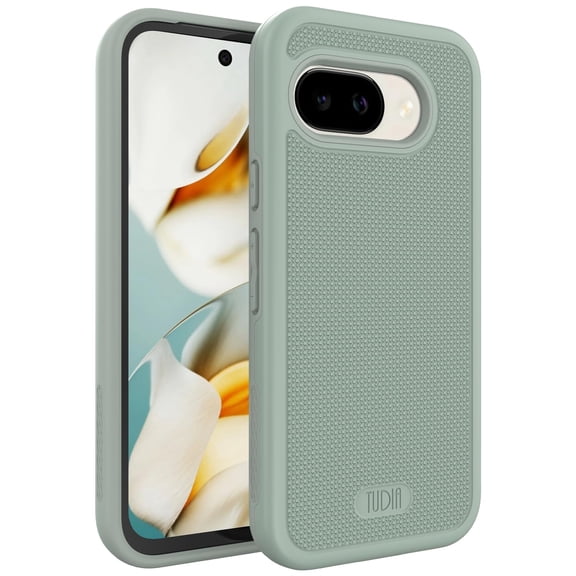 TUDIA MergeGrip for Google Pixel 9A Case 2025 Heavy Duty Dual Layer Cover - Green Lily