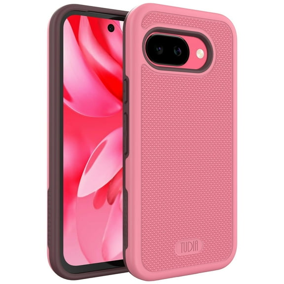 TUDIA MergeGrip for Google Pixel 9A Case 2025 Heavy Duty Dual Layer Cover - Smokey Pink