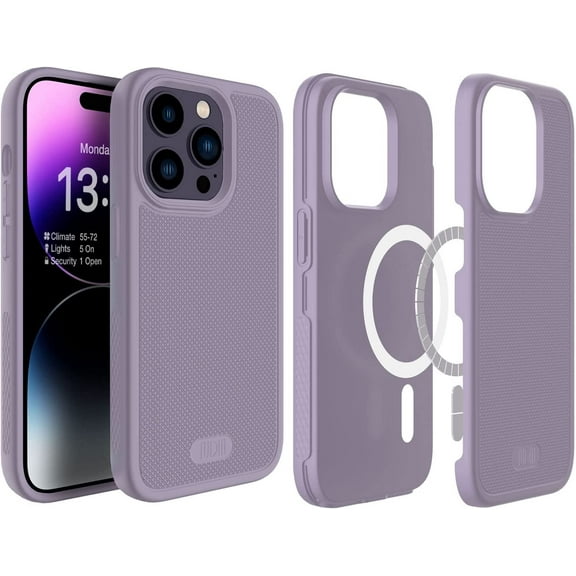 TUDIA MergeGrip iPhone 14 Pro Case Magsafe Compatible Dual layer Raised Edge Non-Slip Phone Case - Purple