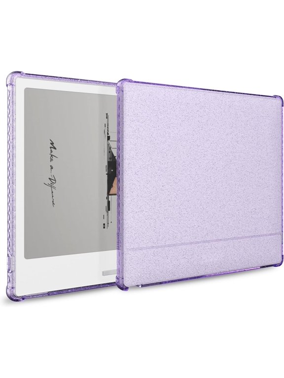 SKN Clear Case for BOOX Go 7 & Go Color 7 (Gen 1 & 2, 2024/2025), Slim Shockproof TPU Protective Cover, Purple Glitter