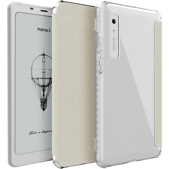 TUDIA SKN FLIP V2 Case for Onyx Boox Palma 2 (2025), Slim Folio Protective Cover with Auto Wake/Sleep, TPU Transparent Back, Clear Beige