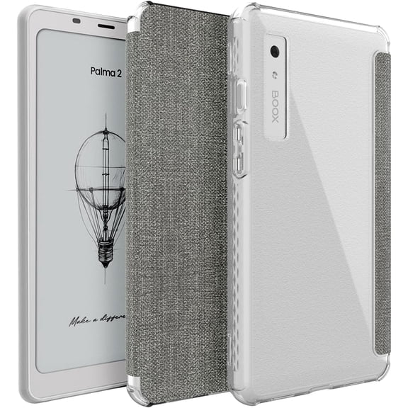 TUDIA SKN FLIP V2 Case for Onyx Boox Palma 2 (2025), Slim Folio Protective Cover with Auto Wake/Sleep, TPU Transparent Back, Clear Grey