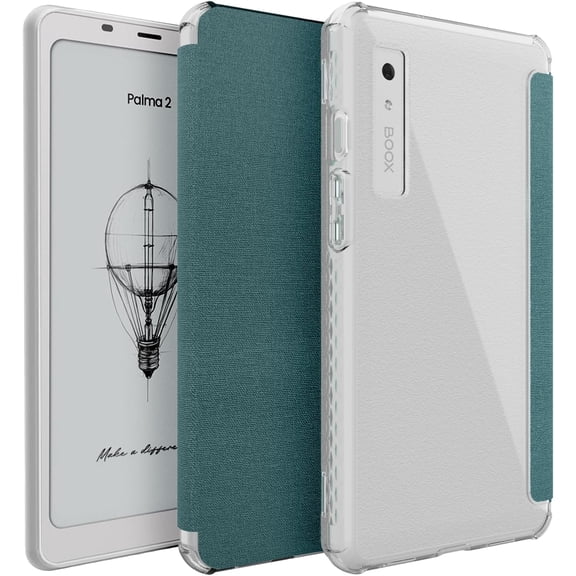 TUDIA SKN FLIP V2 Case for Onyx Boox Palma 2 (2025), Slim Folio Protective Cover with Auto Wake/Sleep, TPU Transparent Back, Clear Turquoise