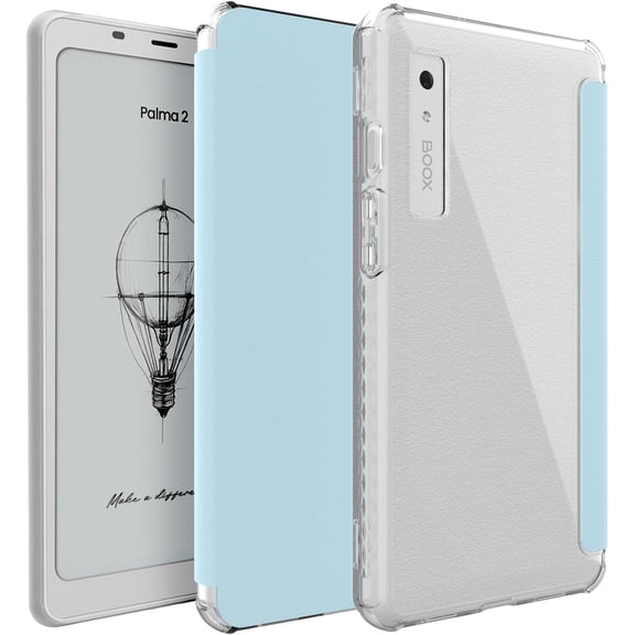 TUDIA SKN FLIP V2 Case for Onyx Boox Palma 2 (2025), Slim Folio Protective Cover with Auto Wake/Sleep, TPU Transparent Back, Clear Blue