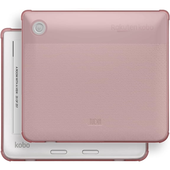 TUDIA SKN Kobo Libra 2 Case 7" Cover Reinforced Corner Anti-Yellowing - Crystal Pink