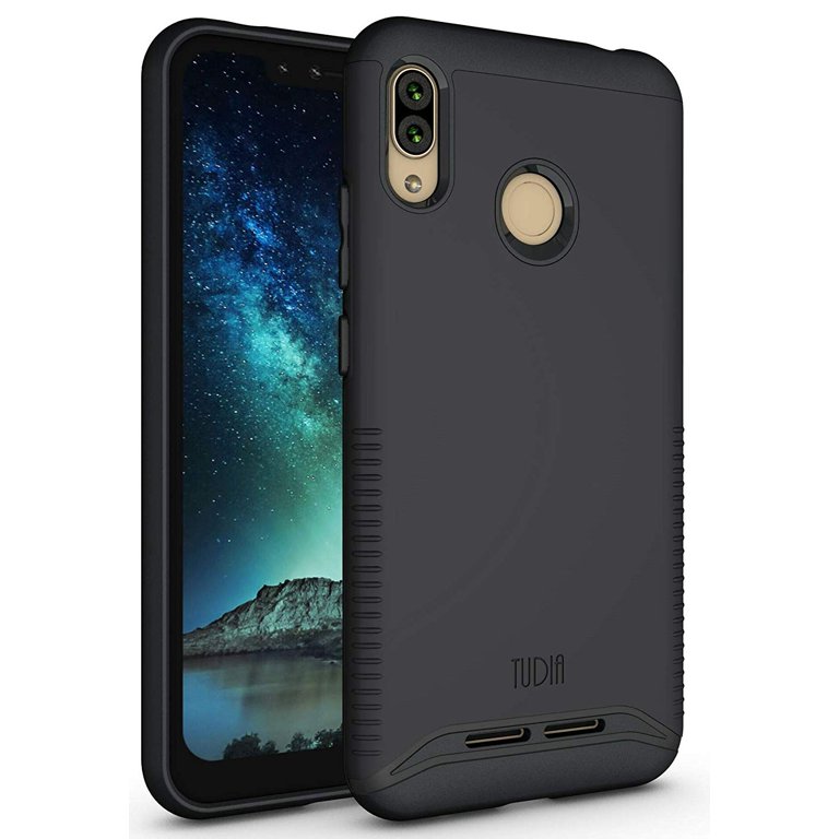 TUDIA Slim Fit Merge Dual Layer Extreme Drop Protection Rugged Phone Case for BLU VIVO XL4 Matte Black