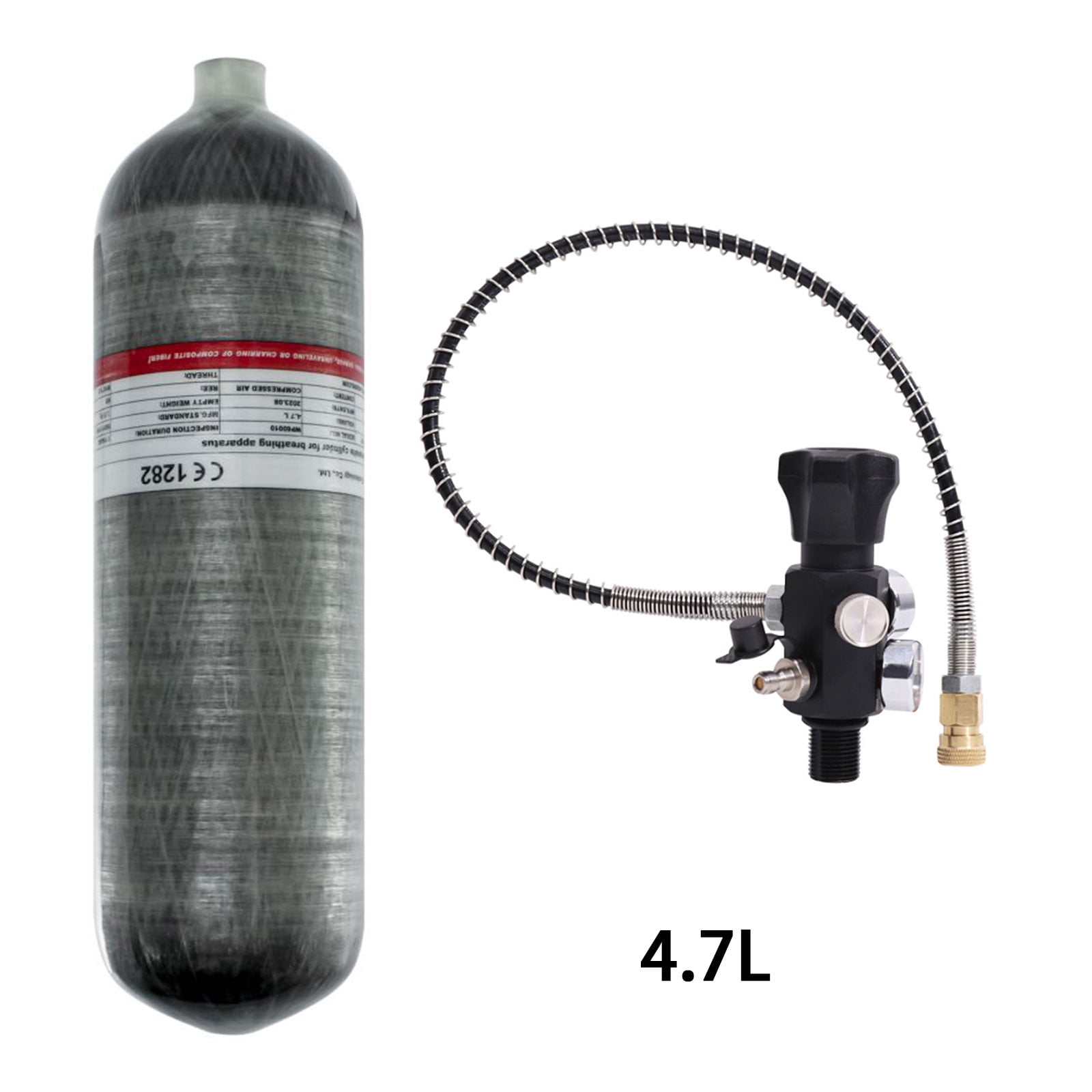 TUDIVING 50CF/4.7L Diving Tank With Valve, 4500Psi Carbon Fiber Scuba Tank, Air Tank for Pcp Air Rifle Scuba Tank M18*1.5