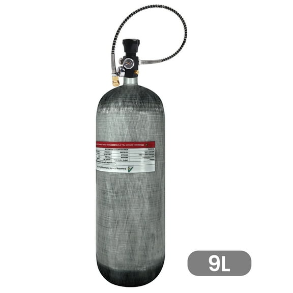 TUDIVING 9L Scuba Tank, 4500Psi/300Bar Carbon Fiber Diving Tank, Air Tank for Pcp Air Rifle Scuba Tank M18*1.5