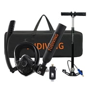 TUDIVING Mini Scuba Tank with Snorkel Mask, 0.5L Portable Small Diving Tank with High Pressure Hand Pump for Snorkeling