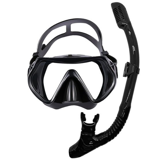 TUDIVING Snorkeling Combo, Mask and Snorkel Included, Diving Mask Set Adult, Black