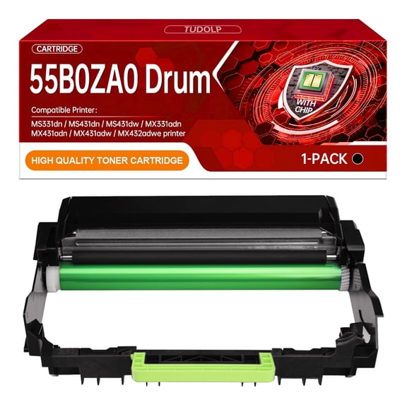 TUDOLP 55B0ZA0 Imaging Drum Black High-Yield Compatible with Lexmark 55B1000 55B1H00 55B1X00 Toner cartridges Drum Unit for MS331 MS431 MX331adn MX431adn MX432adwe Printers (40000 Pages 1-Pack)