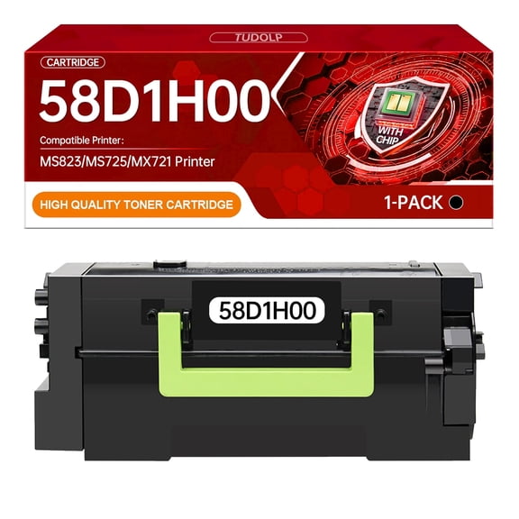 TUDOLP 58D1H00 MS823 Black Toner Cartridge(with Chip)Compatible with Lexmark 58D1H00 58D1000 58D1H0E Toner for MS823dn MS823n MS821n MS821dn MS725dvn MX822ade MS826de MS825 Printer(Black,15000 Pages)