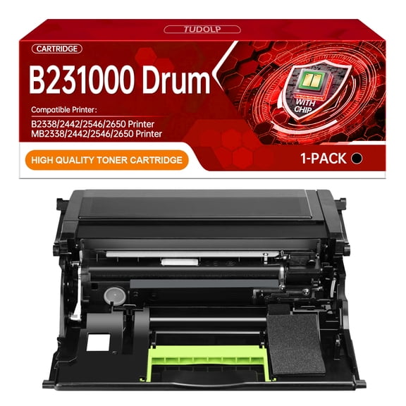 TUDOLP B231000 Drum Unit (with Chip) Compatible with Lexmark B231000 B241H00 Toner Cartridge for Lexmark B2338 MB2338 B2442 B2546 B2650 MB2442 MB2546 MB2650 Printer Drum Unit (Black, 60500 Pages