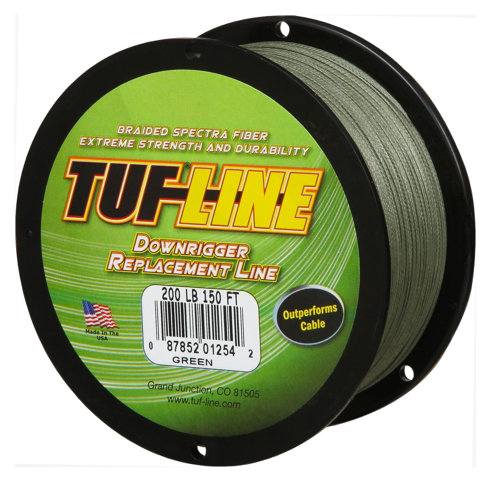 TUF-LINE XP200150FTGN XP Braided Downrigger Replacement Line, 200 lb, 150  ft, Green