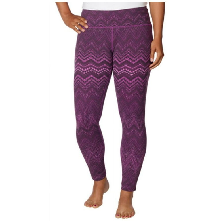 TUFF ATHLETICS Women's Yoga, Fitness Workout Legging Pants (Purple Chevron,  Large)