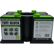 TUFF-BLOCK Trailer Jack Blocks for RV Camper, 5th Wheel, Boat | Works w/Any Tongue Jack, Post, Scissor Stabilizer or Foot Round or Square | Stand Supports 10,000 lbs | Green Stops