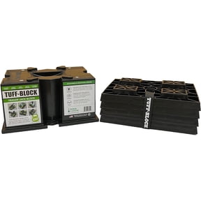 TUFF-Block by Dock N Stow w/ 4 XL Pads Combo RV Leveling Blocks for Camper, Tongue Jack Stands for Stabilizer Scissor Jacks Block Stacks on Pads for Added Height Level Your Trailer (Black)