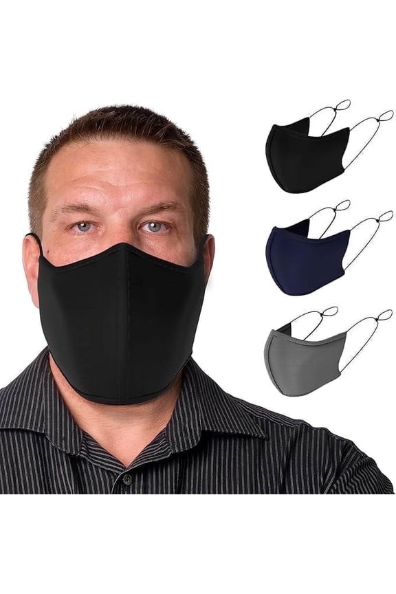 Face Mask for Adults, Extra Large Size, 3-Pack – USA Made, Breathable C-Shaped Design for Comfort
