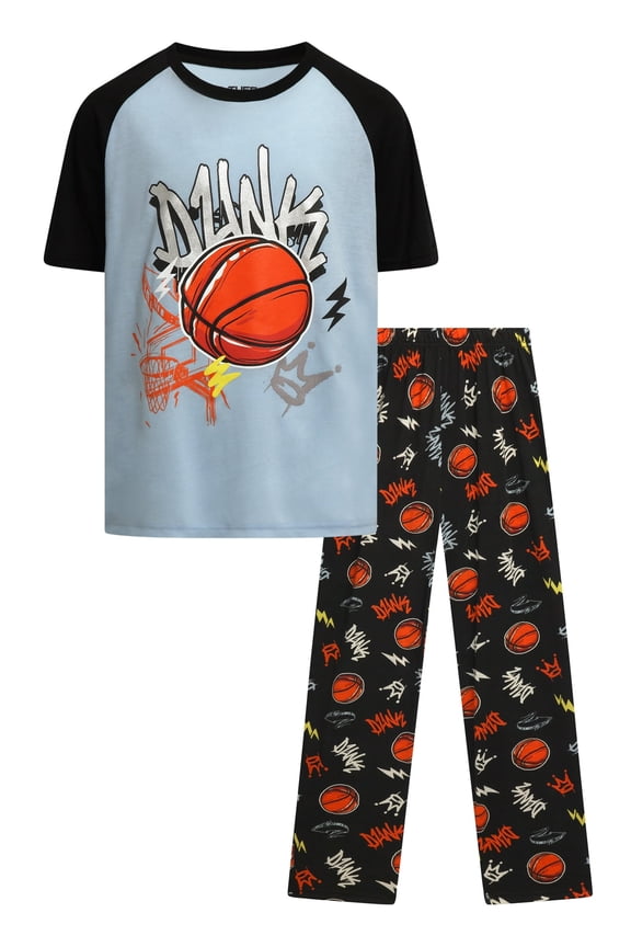Boys Pajama Set Short Sleeve Sleep Shirt and Pajama Pants Sleepwear 2 Piece