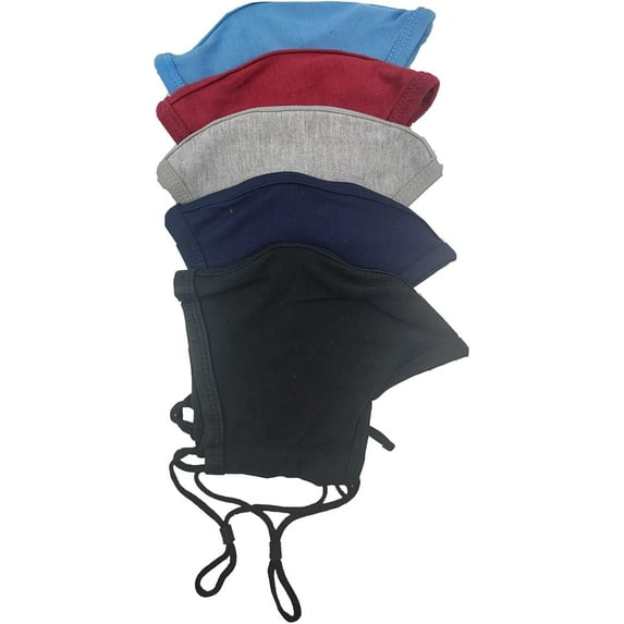 TUFF XL Face Mask for Adults 5 Pack (Black, Gray, Navy, Blue, Maroon) C-Shaped Design for Easy Breathing, Adjustable Ear Loops, Washable & Reusable