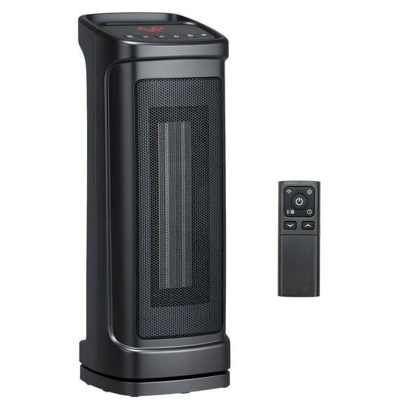TUFFIOM 1500W Tower Heater w/Remote Control, Electric Space Heater with 50-90℉ Temperature Adjustment & 70° Oscillation, Tip-over & Overheat Protection for Indoor Use Bedroom Living Room, Black