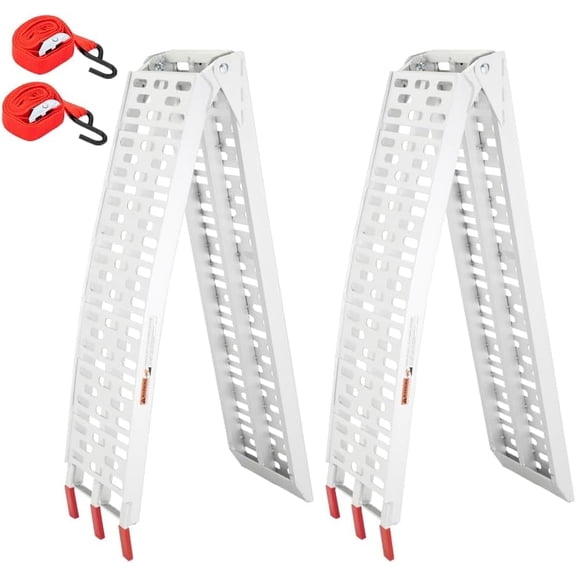 TUFFIOM 2PCS 7ft Aluminum Truck Ramps, 1500 lbs Folding Loading Ramps for ATV/Motorcycle/Lawn Mower/Snow Blower