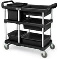 thumbnail image 1 of TUFFIOM 3-Tier Plastic Service Storage Utility Cart with Wheels, Heavy Duty Multi-Function Mobile Shelving Unit Organizer, Ideal for Restaurant, Foodservice, Office, Warehouse, Black, 1 of 9