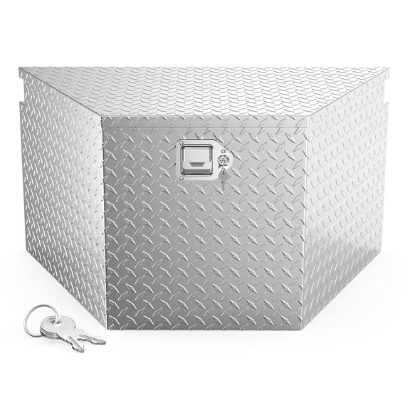 TUFFIOM 33 Inch Aluminum Truck Trailer Tongue Tool Box with Lock & Keys, Diamond Plate Storage Organizer Toolbox for Pickup Truck Bed, Trailer, RV, ATV, Silver