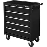 TUFFIOM 5-Drawer Rolling Tool Chest w/Lock & Key, Tool Storage Cabinet with Wheels, Top Cushion & Drawer Liners, Tool Organizer Box for Garage, Warehouse & Repair Shop