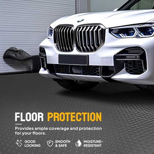 TUFFIOM 5 x 10 FT Garage Floor Mat, Thickened Diamond Plate PVC Garage