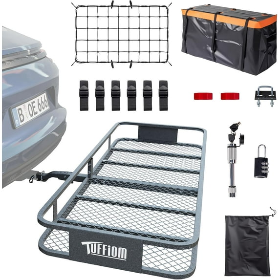 VEVOR Hitch Cargo Carrier, 60 X 24 X 6 In Folding Trailer Hitch Mounted - Foto 8