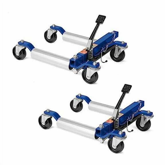 TUFFIOM Car Wheel Dolly Jack Set of 2, Hydraulic 1500-lbs Car Skates, 12'' Wheel Vehicle Positioning Jack, Heavy Duty Rollers with Foot Pedal for Tire Auto Repair Moving, Blue