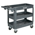 thumbnail image 1 of TUFFIOM Plastic Service Utility Cart, Support up to 550lbs Capacity, Heavy Duty Tub Storage Cart W/Deep Shelves, Multipurpose Rolling 3-Tier Mobile Storage Organizer, for Warehouse Garage, 1 of 8