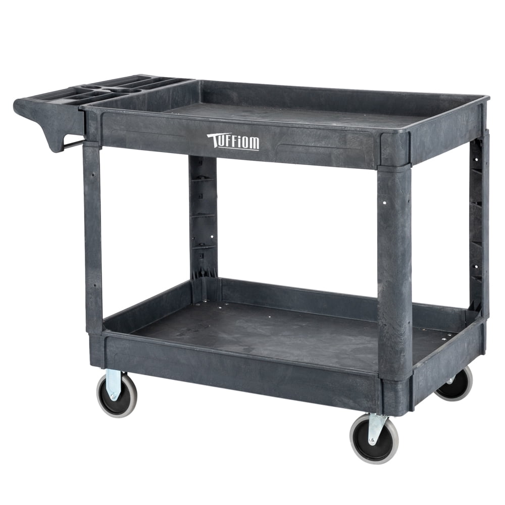 UNICOO Plastic Heavy Duty Utility Cart-550 Pound, 3-Tier Service Cart,  Restaurant Cart with Wheels Lockable 41X19.5X 39 inches - Large Size
