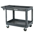 thumbnail image 1 of TUFFIOM Plastic Service Utility Cart, Support up to 550lbs Capacity, Heavy Duty Tub Storage Cart W/Deep Shelves, Multipurpose Rolling Extra Large 2-Tier Mobile Storage Organizer, for Warehouse Garage, 1 of 8