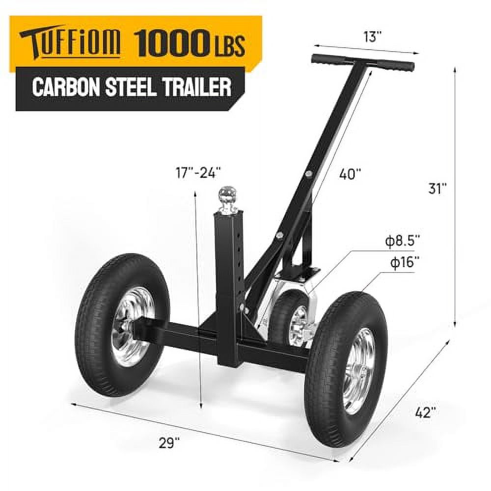 TUFFIOM Trailer Dolly 1 7/8 Ball Hitch Mover, 1,000 lbs Loading