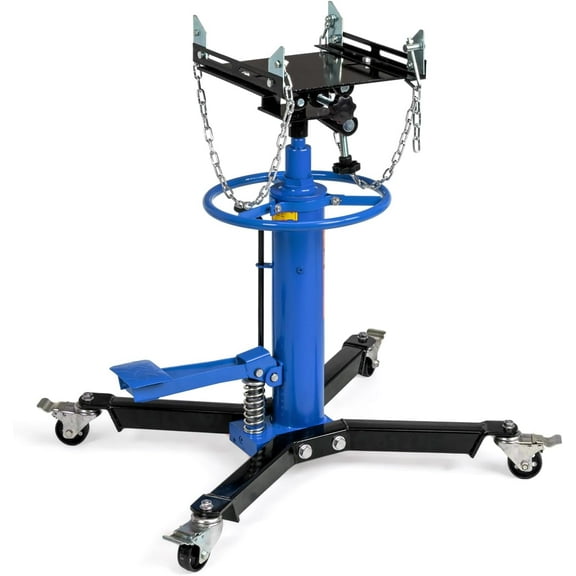 TUFFIOM Transmission Jack, 1660 lbs 3/4-Ton Hydraulic 2-Stage High Lift Vertical Telescoping Floor Jack Stand, 34" to 68" Lifting Range, w/Pedal, 360° Swivel Wheels, Garage/Shop Lift Hoist